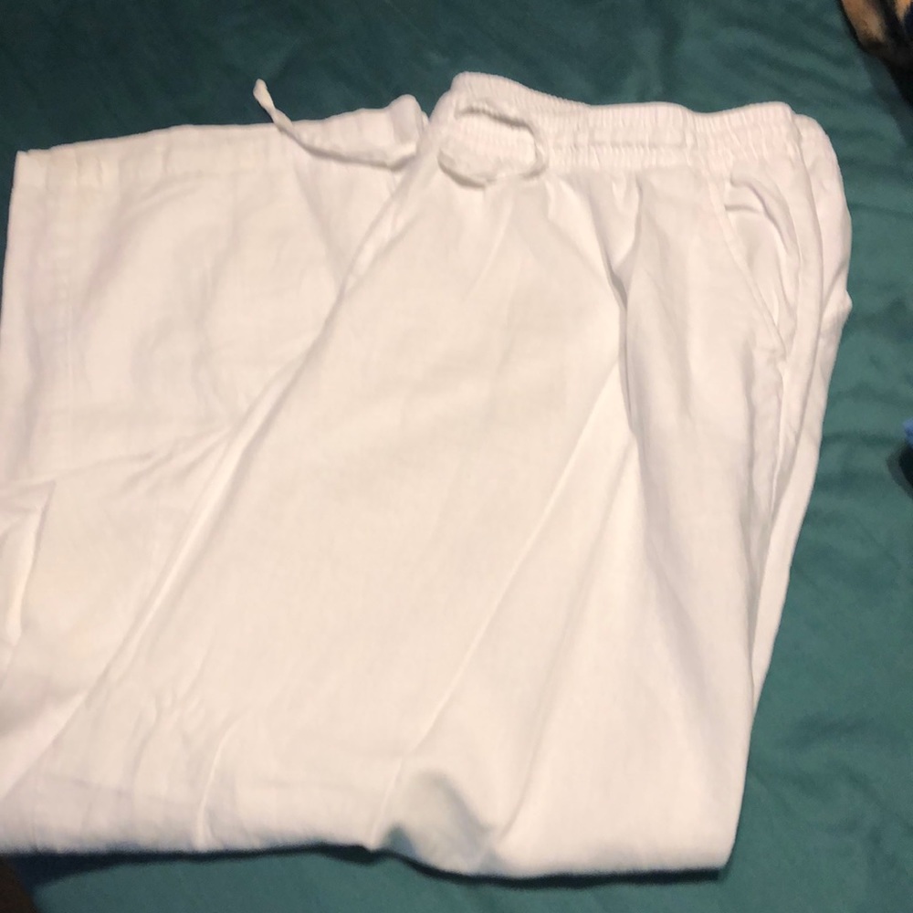 White linen pants